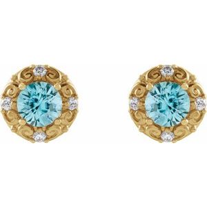 Round 4-Prong Halo-Style Earrings