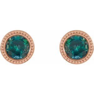 Round Bezel-Set Stud Earrings