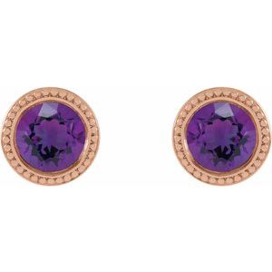 Round Bezel-Set Stud Earrings