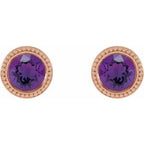 Round Bezel-Set Stud Earrings