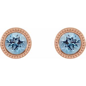 Round Bezel-Set Stud Earrings