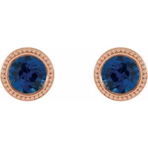 Round Bezel-Set Stud Earrings