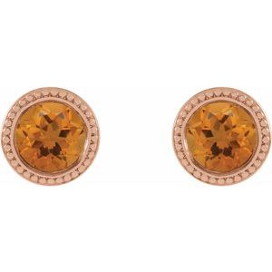 Round Bezel-Set Stud Earrings