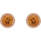 Round Bezel-Set Stud Earrings