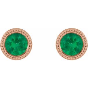 Round Bezel-Set Stud Earrings
