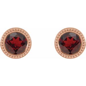 Round Bezel-Set Stud Earrings