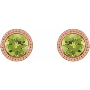 Round Bezel-Set Stud Earrings