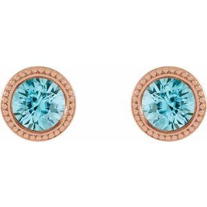 Round Bezel-Set Stud Earrings