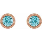Round Bezel-Set Stud Earrings