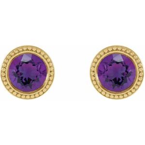 Round Bezel-Set Stud Earrings
