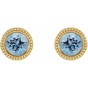 Round Bezel-Set Stud Earrings