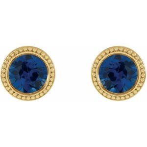 Round Bezel-Set Stud Earrings