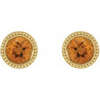 Round Bezel-Set Stud Earrings