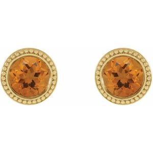 Round Bezel-Set Stud Earrings