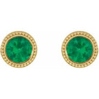 Round Bezel-Set Stud Earrings