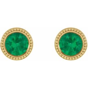 Round Bezel-Set Stud Earrings