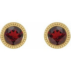 Round Bezel-Set Stud Earrings