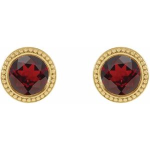 Round Bezel-Set Stud Earrings