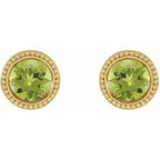Round Bezel-Set Stud Earrings