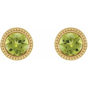Round Bezel-Set Stud Earrings