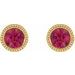 Round Bezel-Set Stud Earrings