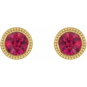 Round Bezel-Set Stud Earrings