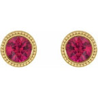 Round Bezel-Set Stud Earrings
