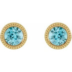 Round Bezel-Set Stud Earrings
