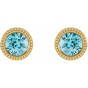Round Bezel-Set Stud Earrings