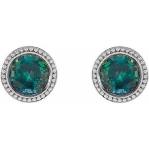 Round Bezel-Set Stud Earrings