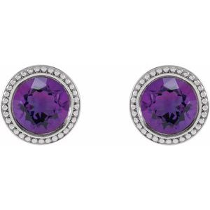 Round Bezel-Set Stud Earrings
