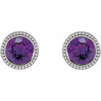 Round Bezel-Set Stud Earrings
