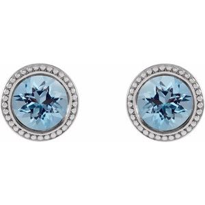 Round Bezel-Set Stud Earrings