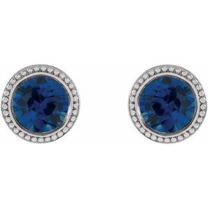 Round Bezel-Set Stud Earrings