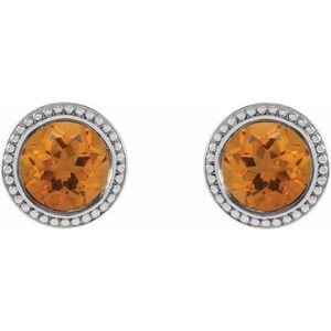 Round Bezel-Set Stud Earrings