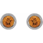 Round Bezel-Set Stud Earrings