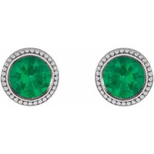 Round Bezel-Set Stud Earrings