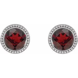 Round Bezel-Set Stud Earrings