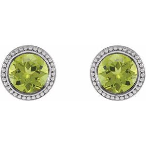 Round Bezel-Set Stud Earrings