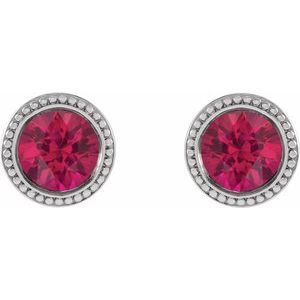 Round Bezel-Set Stud Earrings