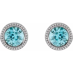 Round Bezel-Set Stud Earrings