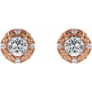 Round 4-Prong Halo-Style Earrings
