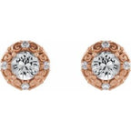Round 4-Prong Halo-Style Earrings