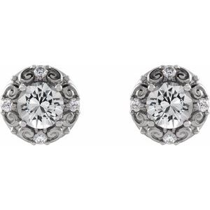 Round 4-Prong Halo-Style Earrings