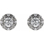 Round 4-Prong Halo-Style Earrings