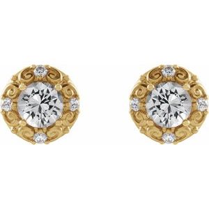 Round 4-Prong Halo-Style Earrings