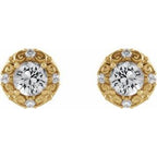 Round 4-Prong Halo-Style Earrings