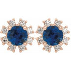 Round 4-Prong Halo-Style Earrings