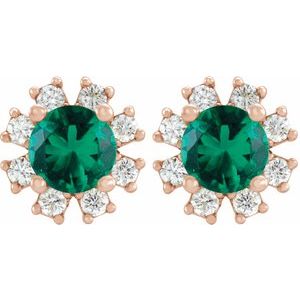 Round 4-Prong Halo-Style Earrings