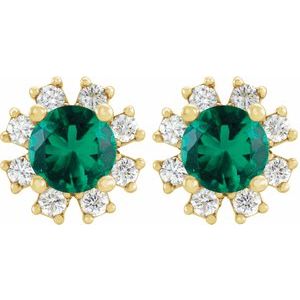 Round 4-Prong Halo-Style Earrings